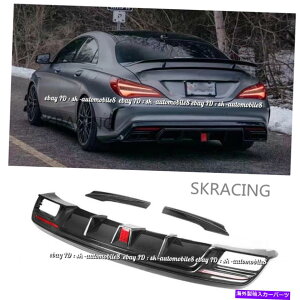 CO GAp[c ZfXxcW117 C117 CLA45 AMGp̃CgtJ[{Aop[fBt[U[bvtbv Carbon Rear Bumper Diffuser Lip W/ Light For Mercedes Benz W117 C117 CLA45 AMG