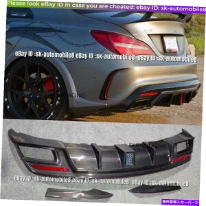 �C�O�� �G�A���p�[�c Benz W117 CLA250 CLA45AMG 2013-2019�J�[�{���t�@�C�o�[���A�o���p�[�f�B�t���[�U�[W/LED�p For Benz W117 CLA250 CLA45AMG 2013-2019 Carbon Fiber Rear Bumper Diffuser W/LED