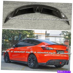 海外製 エアロパーツ テスラモデルY 2020-2021リアルカーボンファイバーリアトランクスポイラーウィングの新しいスタイル NEW Style For Tesla Model Y 2020-2021 Real Carbon Fiber Rear Trunk Spoiler Wing