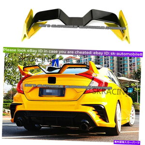 �C�O�� �G�A���p�[�c �z���_�V�r�b�N2016-2020�C�G���[+�u���b�N���A�X�|�C���[�K���E�B���O�e�[���E�B���O1x For Honda Civic 10Th 2016-2020 Yellow+Black Rear Spoiler Gull Wing Tail Wing 1X�y���s�A���i�z
