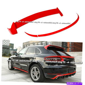 CO GAp[c |VF}J2015-2018̂߂̃bhAgNl^oƃ[tEBO Red Rear Trunk Spoiler Wings & Roof Wing For Porsche Macan 2015-2018