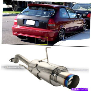 CO GAp[c 96-00VrbN3DR dxXeX{g̃ANXobNGL][Xg}t[Ώ`bv Fit 96-00 Civic 3DR DX Stainless Bolt On Axle Back Exhaust Muffler Blue Burn Tip