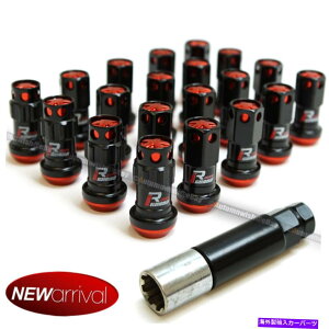 海外製 エアロパーツ FR-S FRS M12 X 1.50 mmブラックレッド閉じたエンドスチールラグナットセット20 For FR-S FRS M12 X 1.50 mm Black Red Closed End Steel Lug Nuts Set Of 20