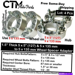 wheel adapter 4x 1.5 "����5x5"�i5x127mm�j����5x135mm�z�C�[���X�y�[�T�[�A�_�v�^�[1/2�X�^�b�h�W�[�v�Ȃ� 4x 1.5" Thick 5x5"(5x127mm) to 5x135mm Wheel Spacer Adapter 1/2 Stud JEEP & More