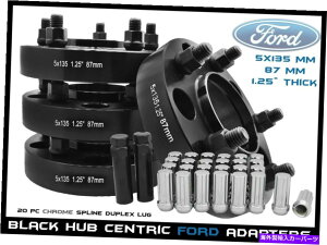 wheel adapter 4 PCtH[h5x135ubNnuZgbN1.25 "zC[A_v^[Lbg14x2.0NOibg 4 Pc Ford 5x135 Black HubCentric 1.25" Wheel Adapter Kit 14x2.0 Chrome Lug Nuts
