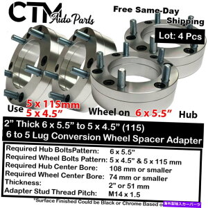 wheel adapter 4x 2 "6x5.5"5x4.5 "i5x115mmjϊzC[A_v^[Xy[T[tBbg7/16-18 4x 2" 6x5.5" to 5x4.5"(5x115mm) Conversion Wheel Adapter Spacer Fit 7/16-18 Cars