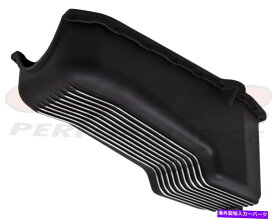 オイルパン ブラックSBCアルミニウムフィン付きオイルパンシボレー79ダウン2PCリアメインドライバーサイド Black SBC Aluminum Finned Oil Pan Chevy 79 Down 2Pc Rear Main Driver Side