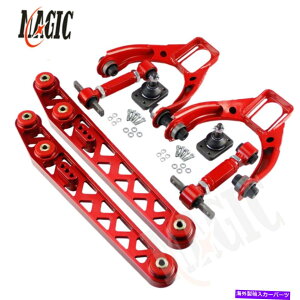 �{�[���W���C���g �����R���g���[���A�[��LCA+�t�����g�A�b�p�[+���A�L�����o�[�L�b�g96-00�z���_�V�r�b�N�G�N���b�h Lower Control Arm LCA+Front Upper+ Rear Camber Kit For 96-00 Honda Civic EK Red