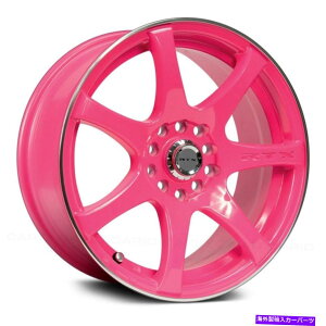 �z�C�[���@4�{�Z�b�g RTX�C���N�z�C�[��15x6.5�i40�A4x114.3�A73.1�j�s���N�����Z�b�g4 RTX INK Wheels 15x6.5 (40, 4x114.3, 73.1) Pink Rims Set of 4�y���s�A���i�z