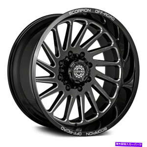 �z�C�[���@4�{�Z�b�g �X�R�[�s�I���\�[�z�C�[��20x9�i-12�A5x127�A78.1�j4�̃u���b�N�����Z�b�g Scorpion SAW Wheels 20x9 (-12, 5x127, 78.1) Black Rims Set of 4�y���s�A���i�z