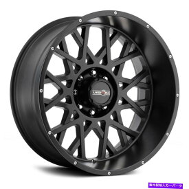 ホイール　4本セット ビジョン412ロッカーホイール22x12（-51、5x139.7、108）4のブラックリムセット Vision 412 ROCKER Wheels 22x12 (-51, 5x139.7, 108) Black Rims Set of 4