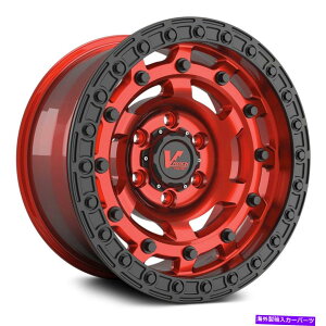 �z�C�[���@4�{�Z�b�g V���b�NVR18 STRAFE�z�C�[��18x9.5�i-12�A5x127�A78.1�j4�̐Ԃ������Z�b�g V-Rock VR18 STRAFE Wheels 18x9.5 (-12, 5x127, 78.1) Red Rims Set of 4�y���s�A���i�z