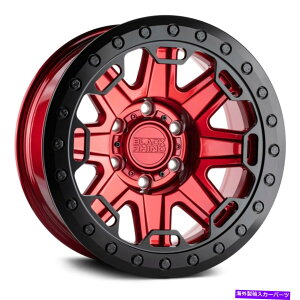 �z�C�[���@4�{�Z�b�g �u���b�N�T�C���t�g�r�[�h���b�N�z�C�[��17x8.5�i0�A6x135�A87.1�j4�̐Ԃ������Z�b�g Black Rhino RIFT BEADLOCK Wheels 17x8.5 (0, 6x135, 87.1) Red Rims Set of 4