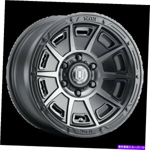 zC[@4{Zbg 17x8.5ACRX[NTeubNzC[5x4.5i0mmj4̃Zbg 17x8.5 Icon Alloys Victory Smoked Satin Black Wheels 5x4.5 (0mm) Set of 4