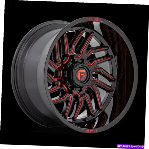 zC[@4{Zbg 20x10RD808nP[OXubN~ObhzC[8x180i-18mmjZbg4Zbg 20x10 Fuel D808 Hurricane Gloss Black Milled Red Wheels 8x180 (-18mm) Set of 4