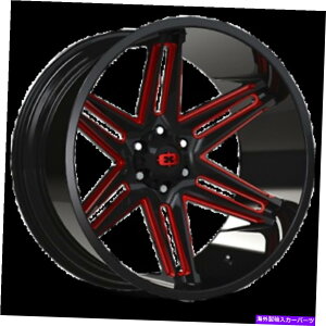 �z�C�[���@4�{�Z�b�g 24x12 Vision 363 Razor Gloss Black Milled W/Red Wheels 5x5.5�i-51mm�j�Z�b�g4�Z�b�g 24x12 Vision 363 Razor Gloss Black Milled W/Red Wheels 5x5.5 (-51mm) Set of 4