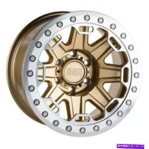 ホイール 4本セット 17x8.5ブラックサイリフトビードロックゴールドW/マッハリングホイール5x4.5(-38mm)セット4 17x8.5 Black Rhino Rift Beadlock Gold W/Mach Ring Wheels 5x4.5 (-38mm) Set of 4