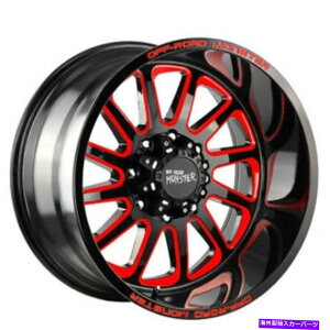 �z�C�[���@4�{�Z�b�g �i4�j20 �I�t���[�h�����X�^�[�z�C�[��M17�O���X�u���b�N�ƃL�����f�B�[���b�h�~���t�������iB42�j (4) 20 Off Road Monster Wheels M17 Gloss Black with Candy Red Milled Rims(B42)�y���s�A��
