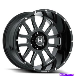 �z�C�[���@4�{�Z�b�g �i4�j20x9�G�ΓI�z�C�[��H107�K���g���b�g�u���[�h�J�b�g�iGloss Black Milled�jRims�iB1�j (4) 20x9 Hostile Wheels H107 Gauntlet Blade Cut(Gloss Black Milled)Rims(B1)�y���s�A���i�z