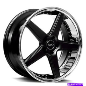 ホイール　4本セット （4）20 "azadホイールAZ008セミグロスブラック付きクロムリップリム（B6） (4) 20" Azad Wheels AZ008 Semi Gloss Black with Chrome Lip Rims(B6)