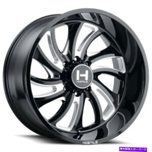 zC[@4{Zbg i4j24x14 "GΓIȃzC[H118f[u[hJbgubN~YIt[hiB1j (4) 24x14" Hostile Wheels H118 Demon Blade Cut Black Milled Off Road Rims(B1)