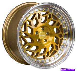 �z�C�[���@4�{�Z�b�g 18x8.5 F1R R32 5x114.3 33�u���V�t�����@�B���H���b�v�z�C�[�������Z�b�g�i4�j 18x8.5 F1R R32 5x114.3 33 Brushed Gold Machined Lip Wheels Rims Set(4)�y���s�A���i�z