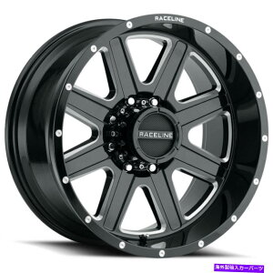 �z�C�[���@4�{�Z�b�g 17x9 Raceline 940m�l��8x6.5/8x165.1 -12�u���b�N�~�����O�z�C�[�������Z�b�g�i4�j125 17x9 Raceline 940M Hostage 8x6.5/8x165.1 -12 Black Milled Wheels Rims Set(4) 125�y���s�A���i�z