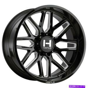 �z�C�[���@4�{�Z�b�g 20x10 Hostile H120 Vulcan 8x6.5/8x165.1 -19�u���b�N�~�����O�z�C�[�������Z�b�g�i4�j125�B 20x10 Hostile H120 Vulcan 8x6.5/8x165.1 -19 Black Milled Wheels Rims Set(4) 125.�y���s�A���i�z
