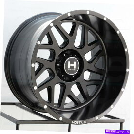 ホイール　4本セット 20x12敵対的なH108スプロケット6x5.5/6x139.7 -44フルブラックホイールリムセット（4）106。 20x12 Hostile H108 Sprocket 6x5.5/6x139.7 -44 Full Black Wheels Rims Set(4) 106.