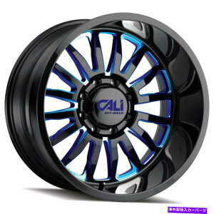 �z�C�[���@4�{�Z�b�g 22x12 Cali�I�t���[�h9110�T�~�b�g6x135 -51�u���b�N�u���[�z�C�[�������Z�b�g�i4�j87.1 22x12 Cali Off-Road 9110 Summit 6x135 -51 Black Blue Wheels Rims Set(4) 87.1