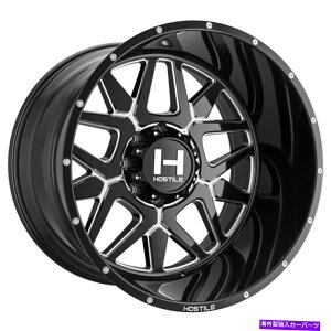 �z�C�[���@4�{�Z�b�g 22x12�G�ΓI��H128 Diablo 8x180 -44�u���b�N�~�����O�z�C�[�������Z�b�g�i4�j125.2 22x12 Hostile H128 Diablo 8x180 -44 Black Milled Wheels Rims Set(4) 125.2�y���s�A���i�z