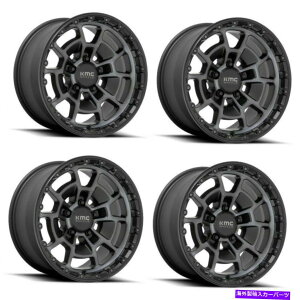 �z�C�[���@4�{�Z�b�g �Z�b�g4 16 "kmc km718�T�~�b�g�T�e���u���b�N�ƊD�F�̐F����16x8 6x120�z�C�[��0mm���� Set 4 16" KMC KM718 SUMMIT Satin Black With Gray Tint 16x8 6X120 Wheels 0mm Rim