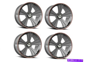 �z�C�[���@4�{�Z�b�g �Z�b�g4 20 "�r�W�����~�T�C��20x11�K�����^���t���K�����^��5x4.5�z�C�[��50mm���� Set 4 20" Vision Missile 20x11 Gun Metal w/Red Lip 5x4.5 Wheels 50mm Rims