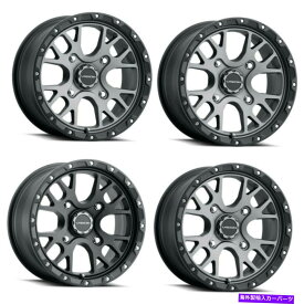 ホイール　4本セット セット4 14 "ビジョンATV 545ロッカーサテングレーホイール14x7 4x156リム38mm Set 4 14" Vision ATV 545 Rocker Satin Grey Wheels 14x7 4x156 Rims 38mm