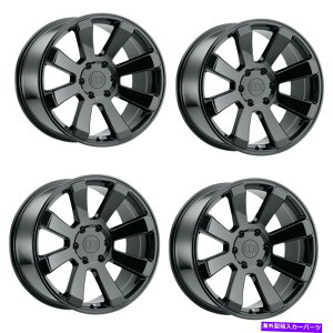 ホイール 4本セット セット4 20 "レベル8エンフォーサーグロスブラック20x9 6x120ホイール9mmトラックSUVリム Set 4 20" Level 8 Enforcer Gloss Black 20x9 6x120 Wheels 9mm Truck SUV Rims