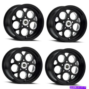 ホイール 4本セット セット4 15 "ビジョンアメリカンマッスル561スポーツマググロスブラック15x4 5x4.5リム-19mm Set 4 15" Vision American Muscle 561 Sport Mag Gloss Black 15x4 5x4.5 Rims -19mm