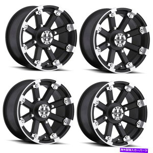 �z�C�[���@4�{�Z�b�g �Z�b�g4 12 Vision ATV 393���b�N�A�E�g�u���b�N�@�B���H���b�v�z�C�[��12x8 4x115 -10.2mm Set 4 12 Vision ATV 393 Lockout Black Machined Lip Wheels 12x8 4x115 -10.2mm�y���s�A���i�z