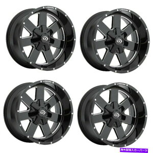 �z�C�[���@4�{�Z�b�g �Z�b�g4 18 �r�W�����I�t���[�h411�A�[�N�O���X�u���b�N�~�����O�z�C�[��18x9 8x180����12mm Set 4 18 Vision Off-Road 411 Arc Gloss Black Milled Wheels 18x9 8x180 Rims 12mm�y���s�A���i�z