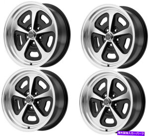 ホイール 4本セット セット4 15 "アメリカンレーシングヴィンテージVN501 500モノキャスト15x7ブラックマッハ5x4.5 0mm Set 4 15" American Racing Vintage VN501 500 Mono Cast 15x7 Black Mach 5X4.5 0mm
