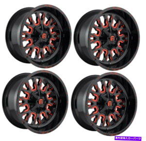 �z�C�[���@4�{�Z�b�g �Z�b�g4 18 �R��D612�X�g���[�N18x9�u���b�Nw/�Ԃ��F����5x4.5 5x5�g���b�N�z�C�[�� +1mm Set 4 18 Fuel D612 Stroke 18x9 Black w/ Red Tint 5x4.5 5x5 Truck Wheels +1mm�y���s�A���i�z