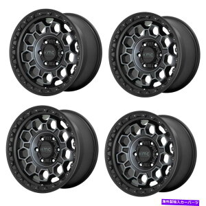zC[@4{Zbg Zbg4 17 "kmc km545gbNTeubNDF̐F17x9 6x5.5zC[0mm Set 4 17" KMC KM545 TREK Satin Black With Gray Tint 17x9 6X5.5 Wheels 0mm Rim
