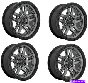 �z�C�[���@4�{�Z�b�g �Z�b�g4 18 �R��D701�e��K�����^��w/�u���b�N�����O18x9 5x5 -12mm�W�[�v�g���b�N�p Set 4 18 Fuel D701 Ammo Gunmetal w/ Black Ring 18x9 5x5 -12mm For Jeep Truck