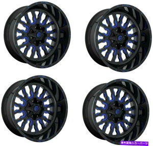 zC[@4{Zbg Zbg4 18 "RD645Xg[N18x9ubNu[`g8x6.5zC[ +20mmgbN Set 4 18" Fuel D645 Stroke 18x9 Black Blue Tint 8x6.5 Wheels +20mm Truck Rims