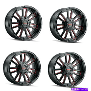 zC[@4{Zbg Zbg4 20 "CwA|ubNW/vYbhzC[20x9 6x135 6x5.5gbN0mm Set 4 20" Mayhem Apollo Black W/Prism Red Wheels 20x9 6x135 6x5.5 Truck Rims 0mm