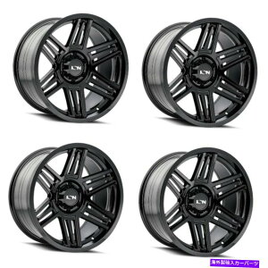 ホイール 4本セット セット4 20 "イオン147グロスブラックホイール20x10 6x5.5リフトトラックSUVリム-19mm Set 4 20" Ion 147 Gloss Black Wheels 20x10 6x5.5 Lifted Truck SUV Rims -19mm