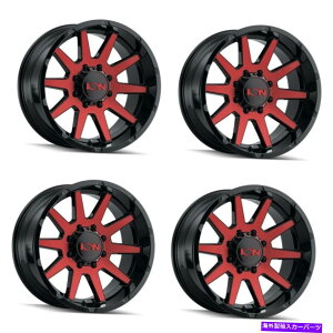 ホイール 4本セット セット4 18 "イオン143グロスブラック/赤い機械加工ホイール18x9 6x5.5トラックSUVリム0mm Set 4 18" Ion 143 Gloss Black/Red Machined Wheels 18x9 6x5.5 Truck SUV Rims 0mm