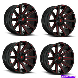 zC[@4{Zbg Zbg4 20 "Rcontra D643ԂW/bh20x9 5x5.5 5x150 +01mmgbN Set 4 20" Fuel Contra D643 Black Milled w/ Red Rims 20x9 5x5.5 5x150 +01mm Truck