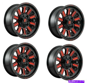 zC[@4{Zbg Zbg4 20 "Rn[hCD621bhzC[w/bhzC[20x10 5x4.5 5x5 -18mm Set 4 20" Fuel Hardline D621 Black Milled w/ Red Wheels 20x10 5x4.5 5x5 -18mm
