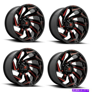zC[@4{Zbg Zbg4 22 "RD755ubN~ObheBg22x12 5x15 5x150 -44mm Set 4 22" Fuel D755 Reaction Black Milled Red Tint Rims 22x12 5x5.5 5x150 -44mm