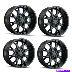 �z�C�[���@4�{�Z�b�g �Z�b�g4 20 "���C�w���E�H���A�[�u���b�Nw/�v���Y���u���[�z�C�[��20x9 5x150 5x5.5����0mm Set 4 20" Mayhem Warrior Black W/Prism Blue Wheels 20x9 5x150 5x5.5 Rims 0mm